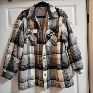 Simply Southern Womens Black & White Plaid Button-Up Shacket Size XL
